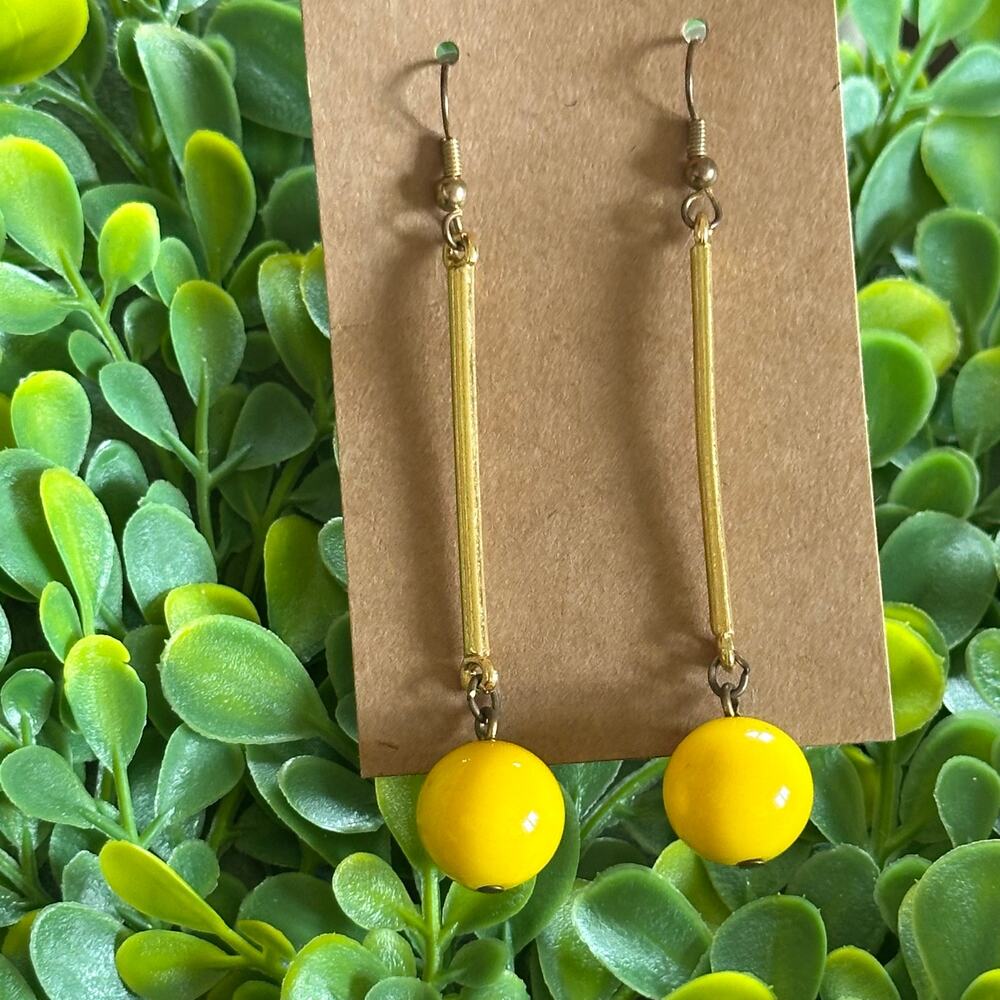BOGO FREE YELLOW BEAD DANGLE EARRINGS